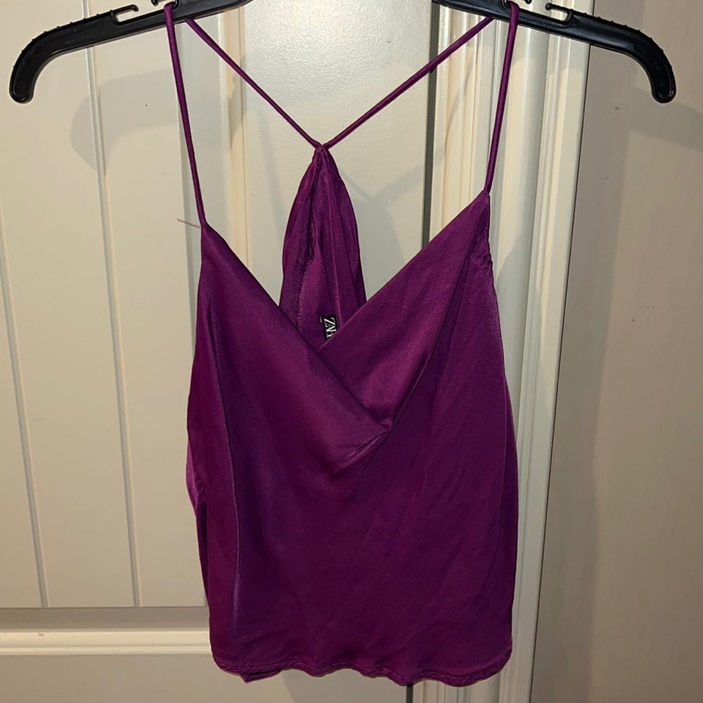 Zara satin purple tank